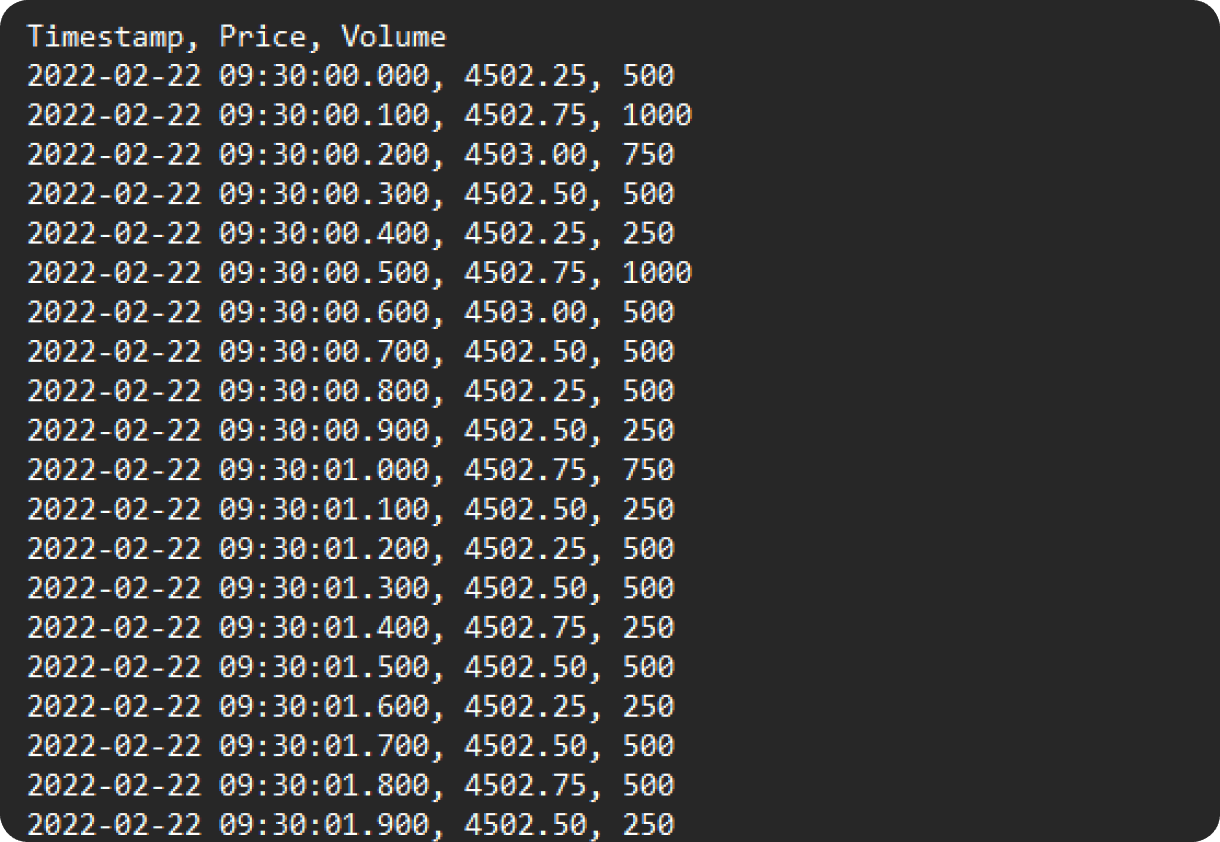 Partial Sample Raw Text Data Files